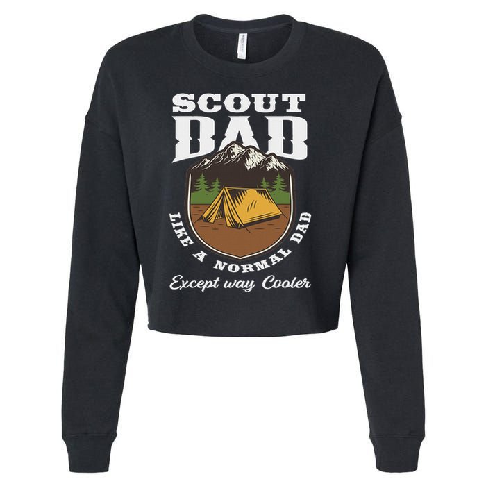 Scout Dad Camping Scouting Tent Scout Leader Scout Cropped Pullover Crew