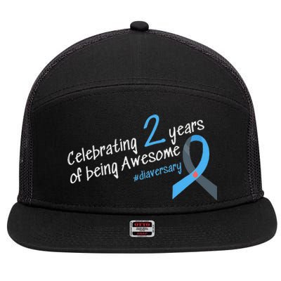 Second Diaversary Celebrating 2 years of being Awesome 7 Panel Mesh Trucker Snapback Hat