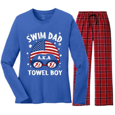 Swim Dad Coach Swimmer Trainer Athlete Swimming Styles Sport Gift Women's Long Sleeve Flannel Pajama Set 