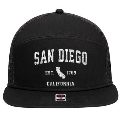 San Diego California Ca Vintage Sports 7 Panel Mesh Trucker Snapback Hat