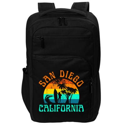 San Diego California Beach Surf Summer Vacation Vintage Impact Tech Backpack