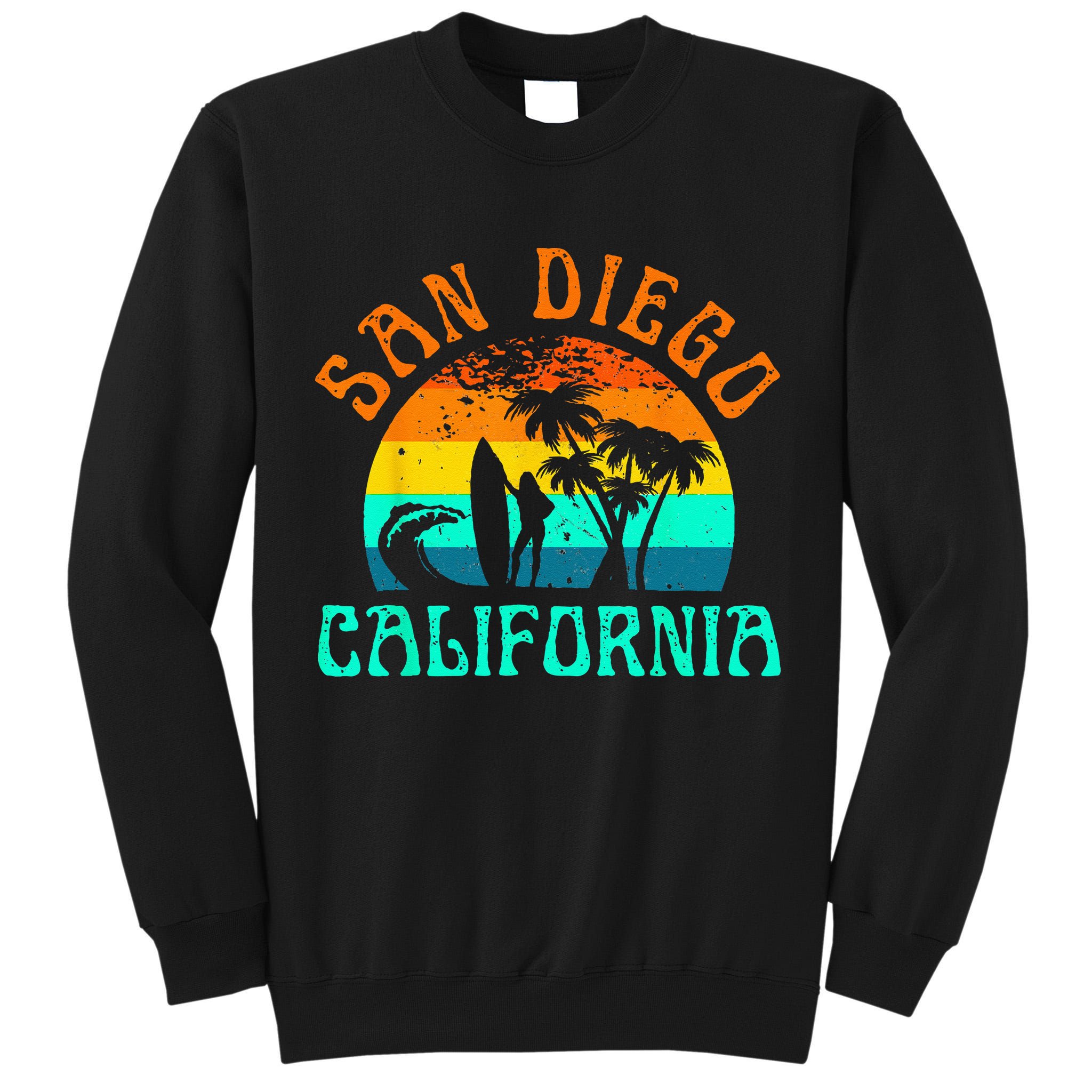 San Diego California Beach Surf Summer Vacation Vintage Tall Sweatshirt