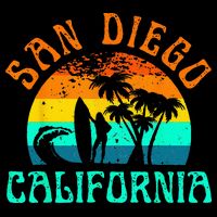San Diego California Beach Surf Summer Vacation Vintage Womens Tank Top