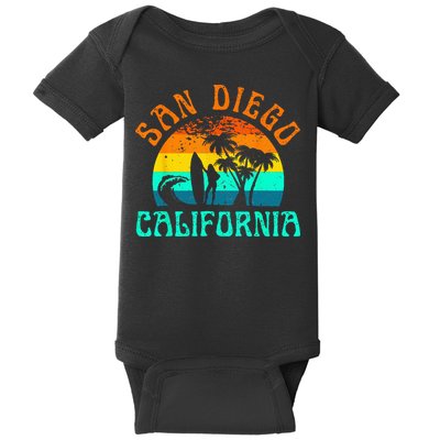 San Diego California Beach Surf Summer Vacation Vintage Baby Bodysuit