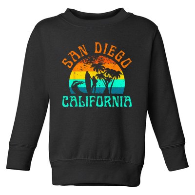 San Diego California Beach Surf Summer Vacation Vintage Toddler Sweatshirt