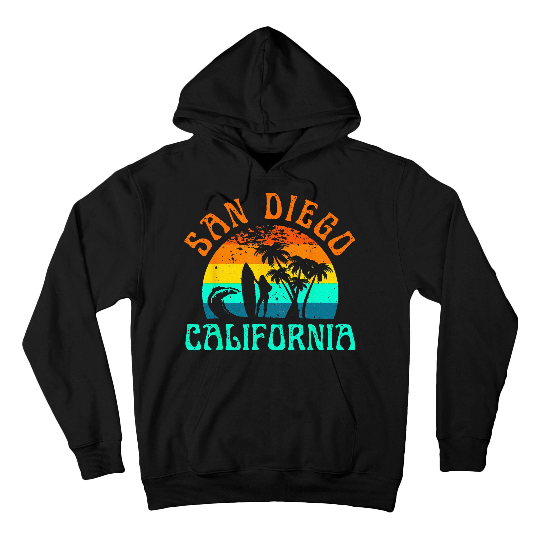 San Diego California Beach Surf Summer Vacation Vintage Tall Hoodie
