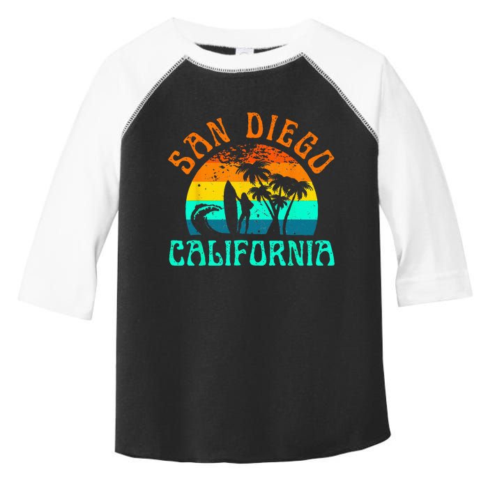 San Diego California Beach Surf Summer Vacation Vintage Toddler Fine Jersey T-Shirt