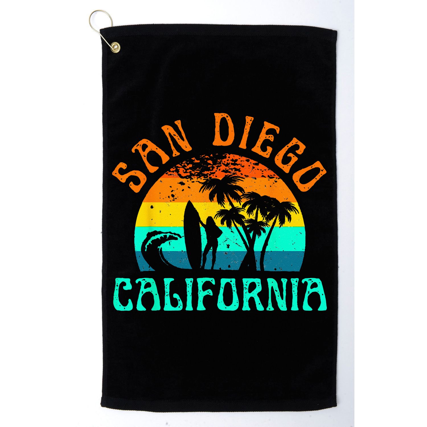 San Diego California Beach Surf Summer Vacation Vintage Golf Towel