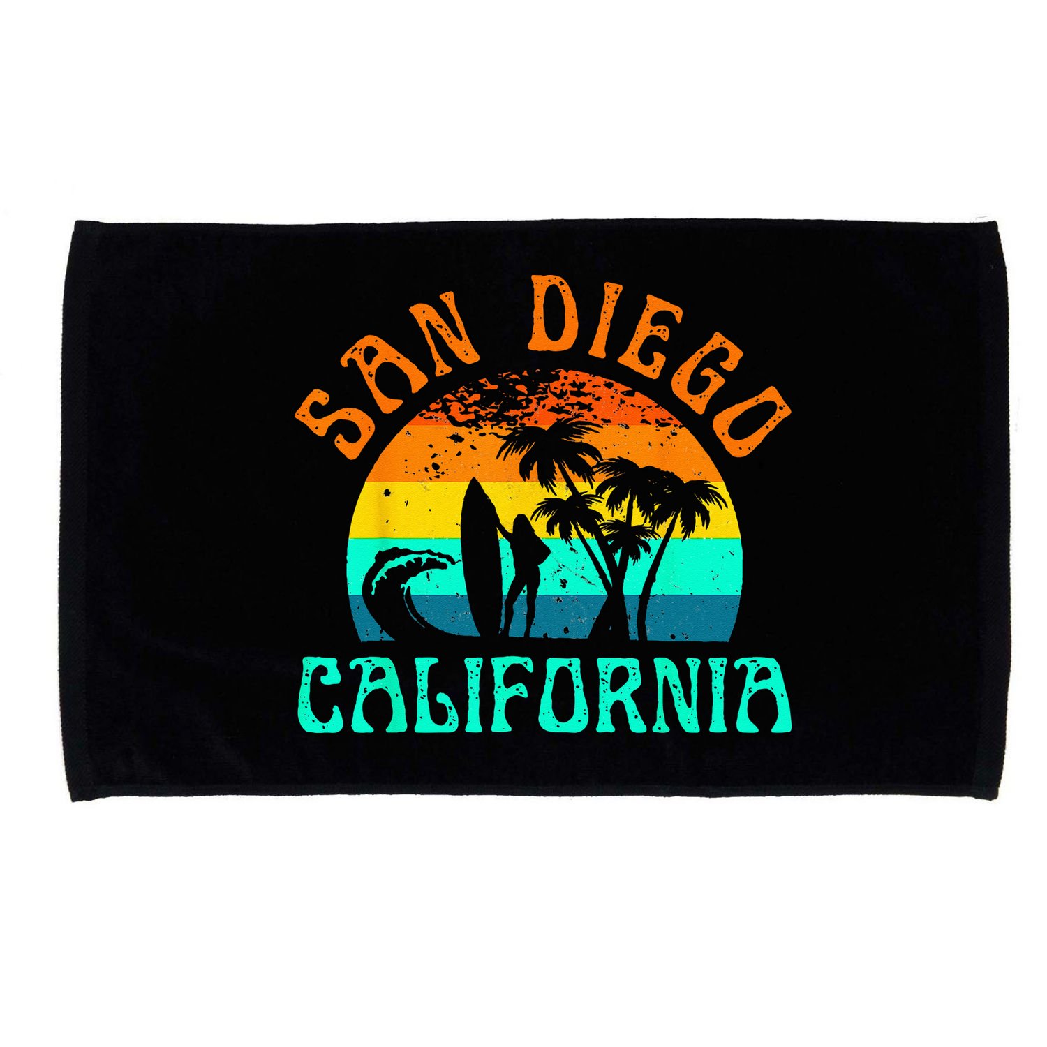 San Diego California Beach Surf Summer Vacation Vintage Microfiber Hand Towel