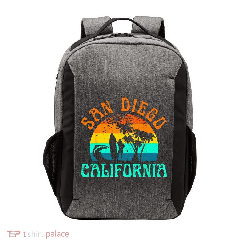 San Diego California Beach Surf Summer Vacation Vintage Vector Backpack
