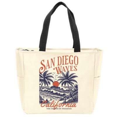 San Diego California Vintage Summer Zip Tote Bag