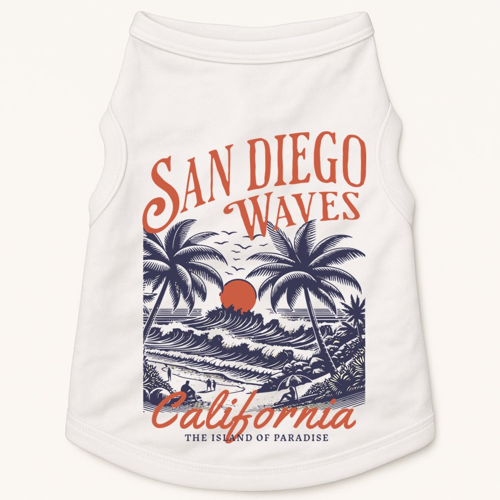 San Diego California Vintage Summer Doggie Tank