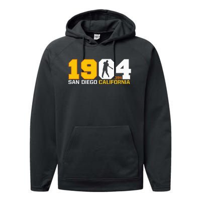 San Diego California Throwback 1904 Baseball Statue .394 Performance Fleece Hoodie