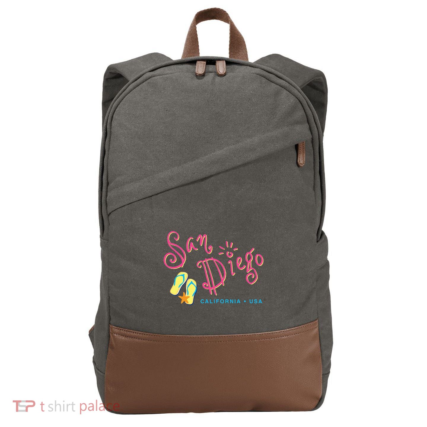 San Diego California Cotton Canvas Backpack