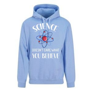 Science Doesn't Care What You Believe Funny Science Teacher Gift Unisex Surf Hoodie