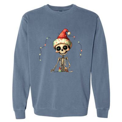 Skeleton Dancing Christmas Gift Xmas Tree Lights Xmas Funny Funny Gift Garment-Dyed Sweatshirt