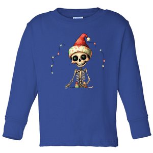 Skeleton Dancing Christmas Gift Xmas Tree Lights Xmas Funny Funny Gift Toddler Long Sleeve Shirt