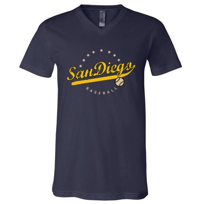 San Diego City Baseball Vintage Varsity V-Neck T-Shirt