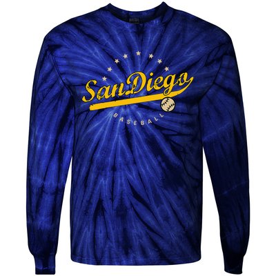 San Diego City Baseball Vintage Varsity Tie-Dye Long Sleeve Shirt