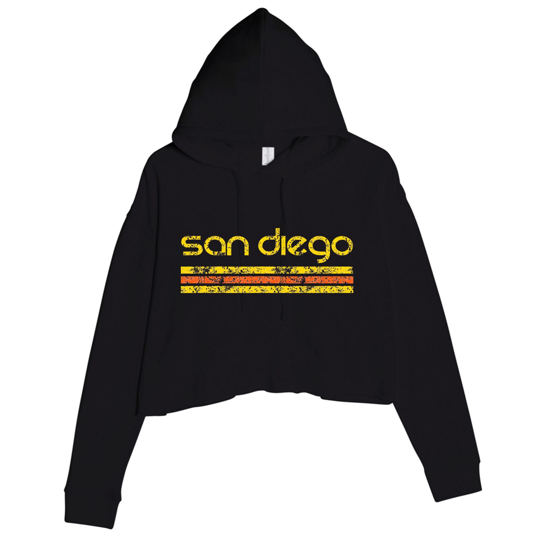 San Diego California Retro Vintage Weathered Crop Fleece Hoodie