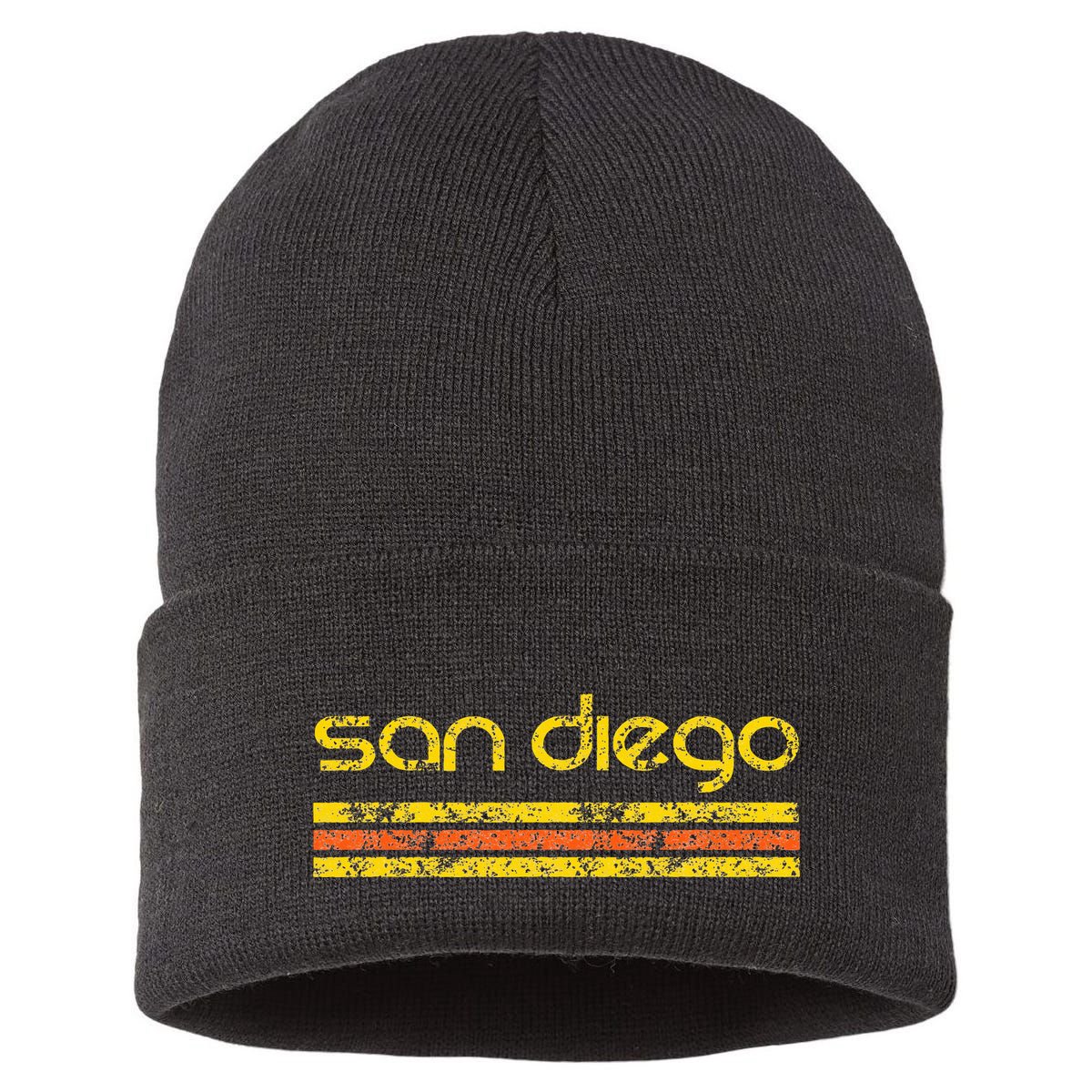 San Diego California Retro Vintage Weathered Sustainable Knit Beanie