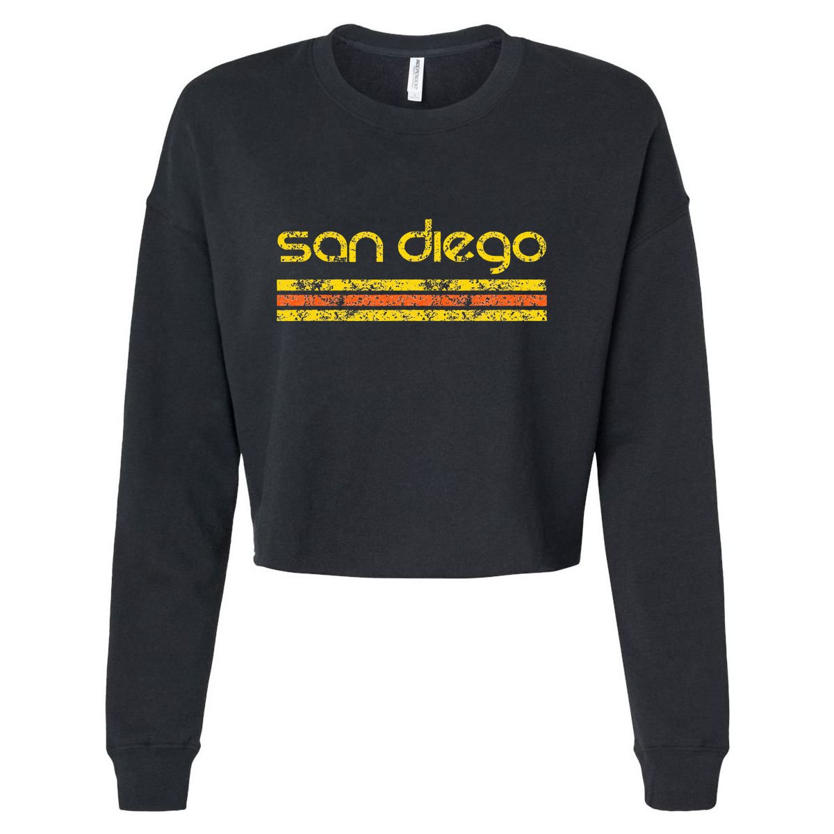 San Diego California Retro Vintage Weathered Cropped Pullover Crew
