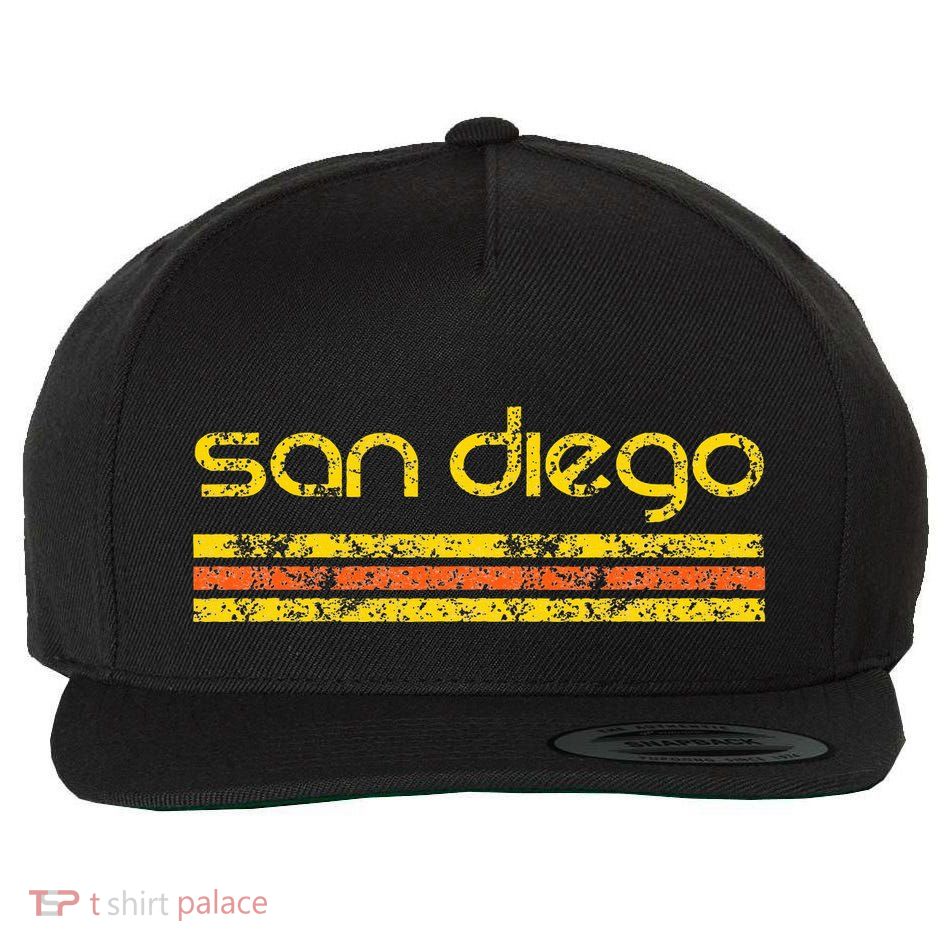 San Diego California Retro Vintage Weathered Wool Snapback Cap