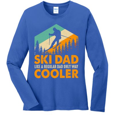 Ski Dad Cool Dads Love Skiing Winter Sport Ski Jumping Gift Ladies Long Sleeve Shirt