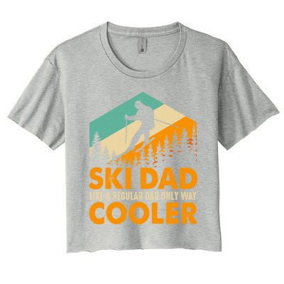 Ski Dad Cool Dads Love Skiing Winter Sport Ski Jumping Gift Women's Crop Top Tee