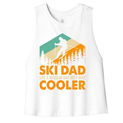 Ski Dad Cool Dads Love Skiing Winter Sport Ski Jumping Gift Women's Racerback Cropped Tank