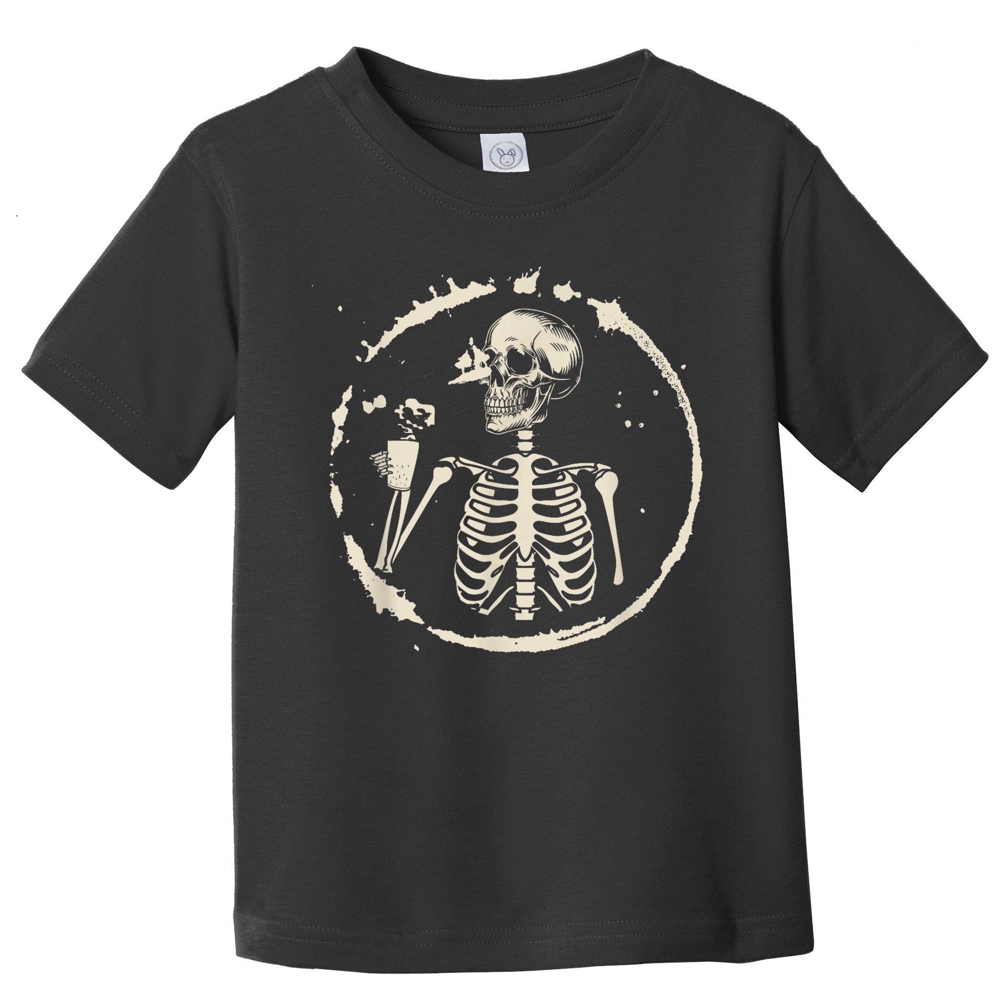 Skeleton Drinking Coffee shirt, Lazy Halloween Costume Skull Toddler T-Shirt