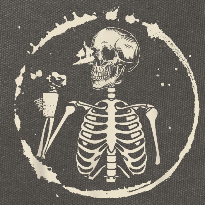 Skeleton Drinking Coffee shirt, Lazy Halloween Costume Skull Cotton Canvas Backpack