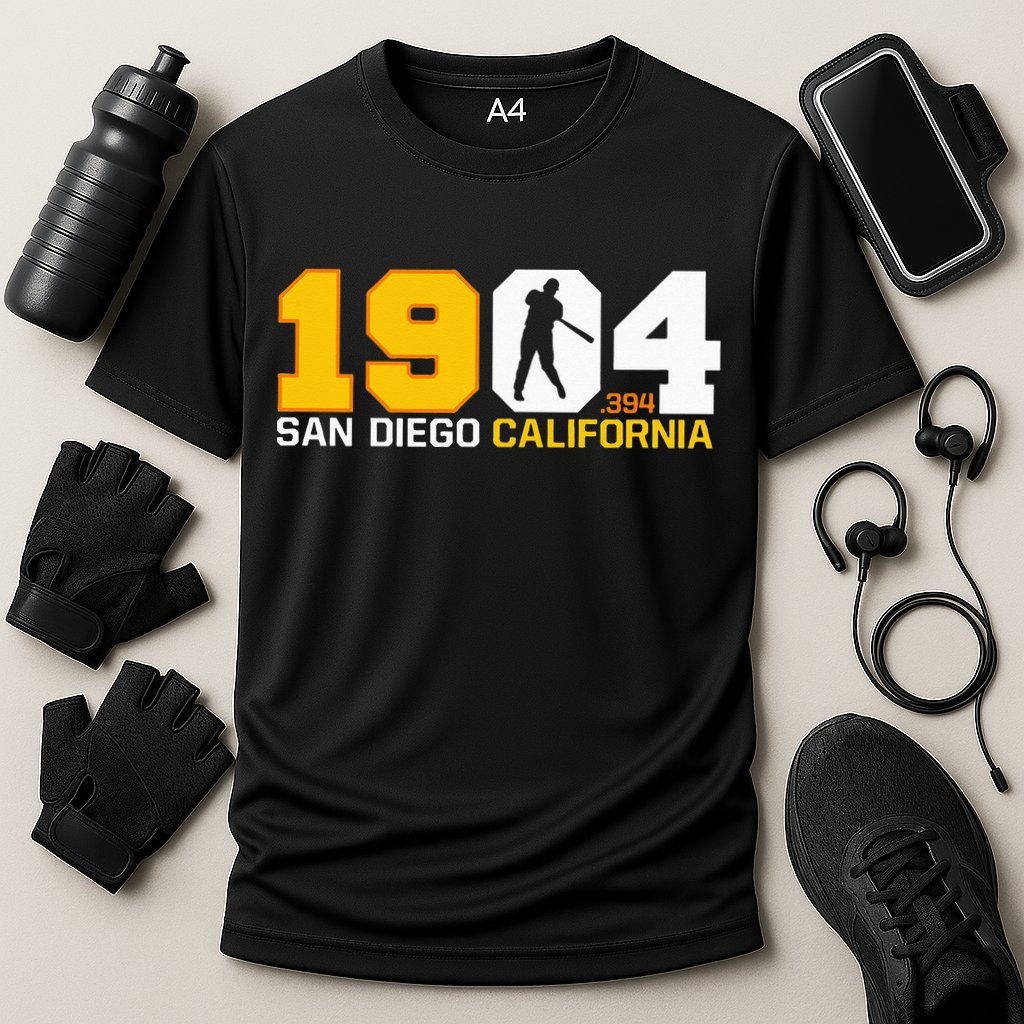 San Diego California Throwback 1904 Baseball Statue .394 Cooling Performance Crew T-Shirt