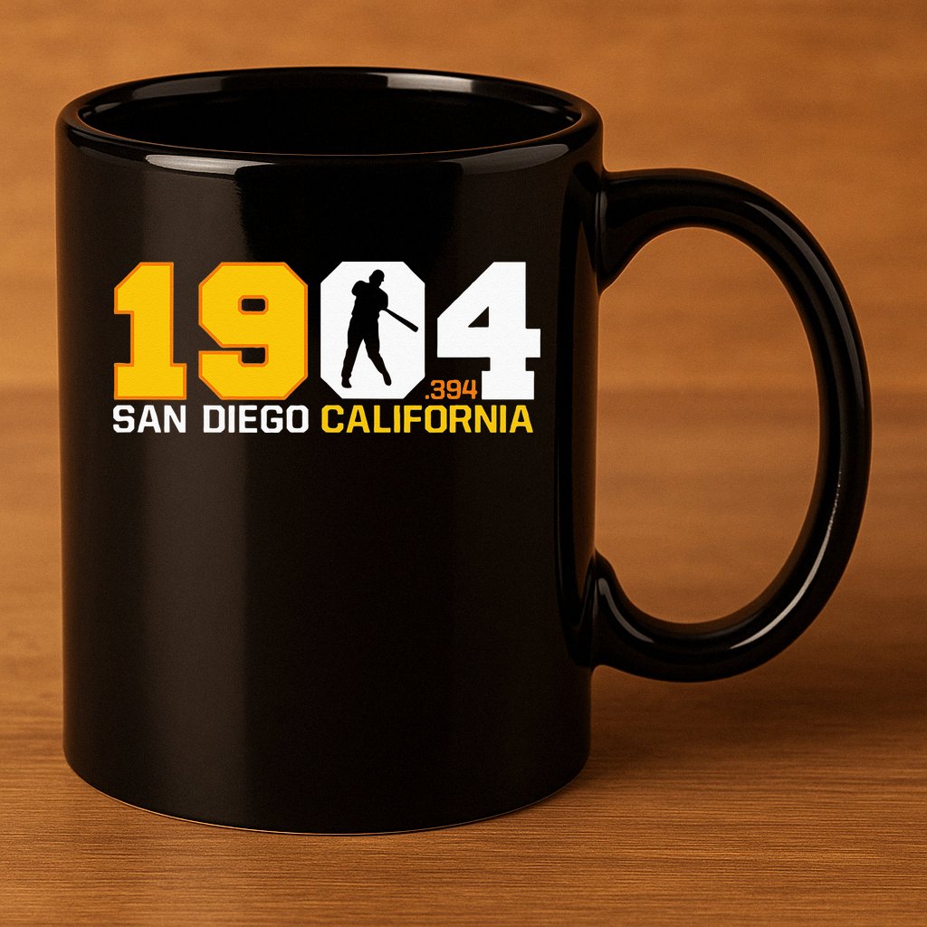 San Diego California Throwback 1904 Baseball Statue .394 11oz C Handle Ceramic Mug
