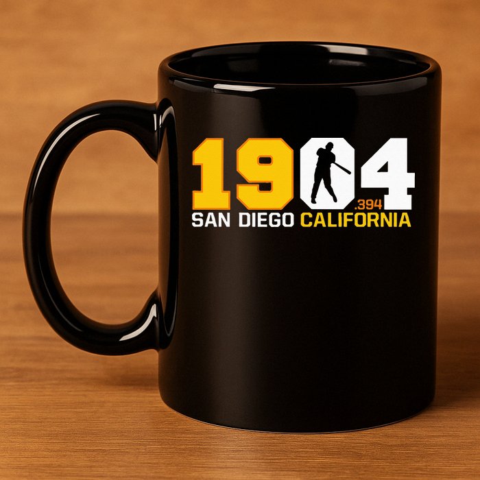 San Diego California Throwback 1904 Baseball Statue .394 11oz C Handle Ceramic Mug
