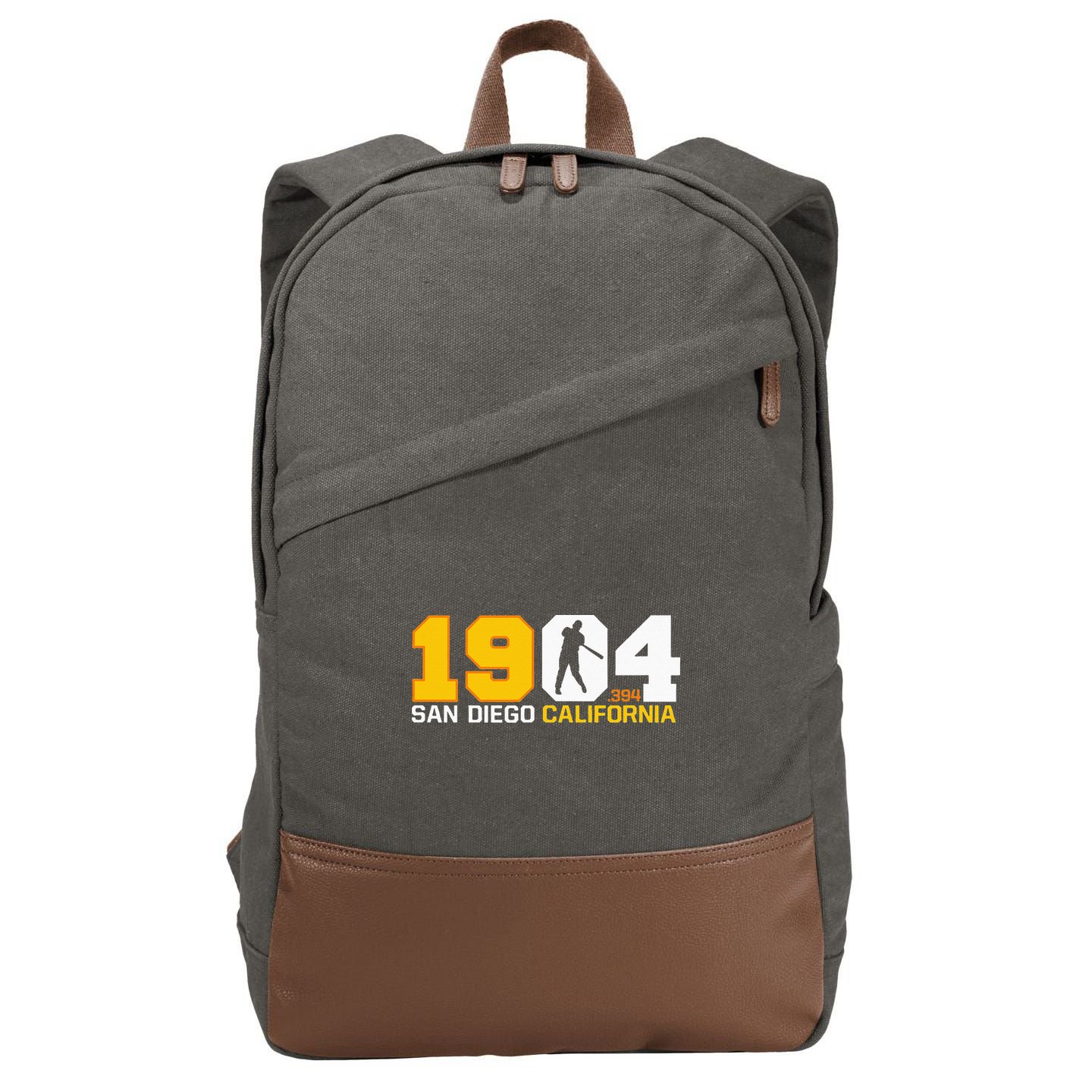 San Diego California Throwback 1904 Baseball Statue .394 Cotton Canvas Backpack