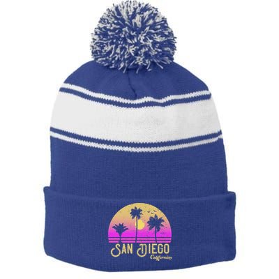San Diego California Stripe Pom Pom Beanie