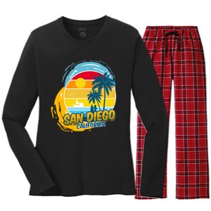 San Diego California Women's Long Sleeve Flannel Pajama Set 