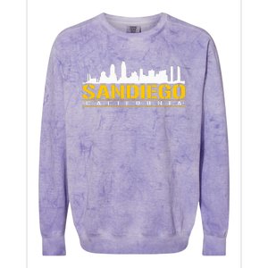 San Diego California White Brown & Gold Baseball Inspired Colorblast Crewneck Sweatshirt