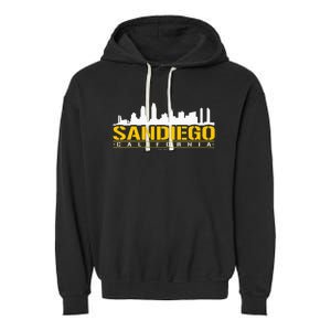 San Diego California White Brown & Gold Baseball Inspired Garment-Dyed Fleece Hoodie