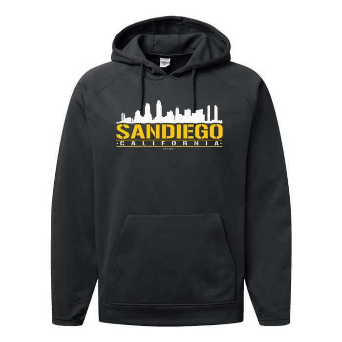 San Diego California White Brown & Gold Baseball Inspired Performance Fleece Hoodie