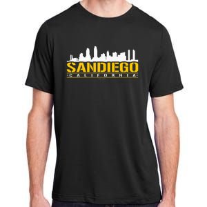 San Diego California White Brown & Gold Baseball Inspired Adult ChromaSoft Performance T-Shirt