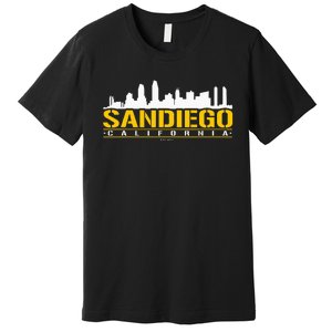 San Diego California White Brown & Gold Baseball Inspired Premium T-Shirt