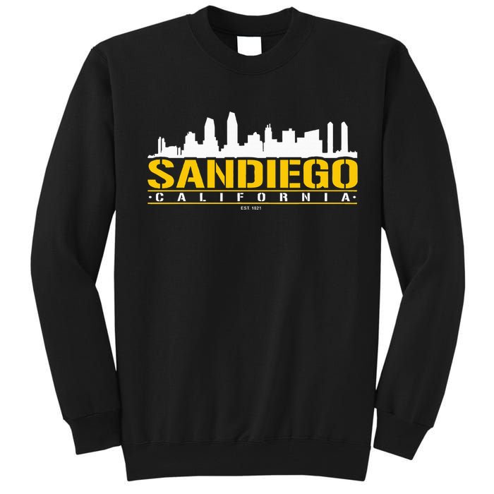 San Diego California White Brown & Gold Baseball Inspired Tall Sweatshirt