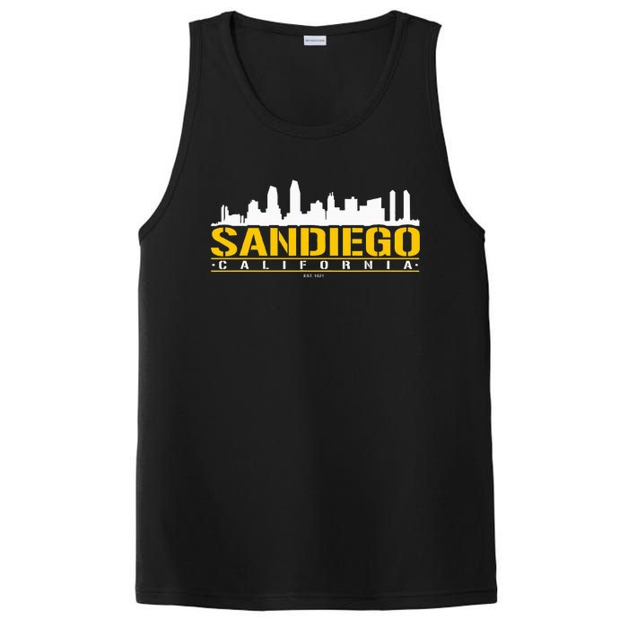 San Diego California White Brown & Gold Baseball Inspired PosiCharge Competitor Tank