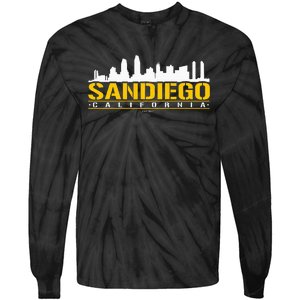 San Diego California White Brown & Gold Baseball Inspired Tie-Dye Long Sleeve Shirt