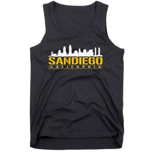 San Diego California White Brown & Gold Baseball Inspired Tank Top