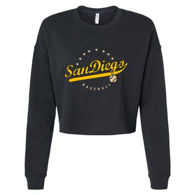 San Diego City Baseball Vintage Varsity Cropped Pullover Crew