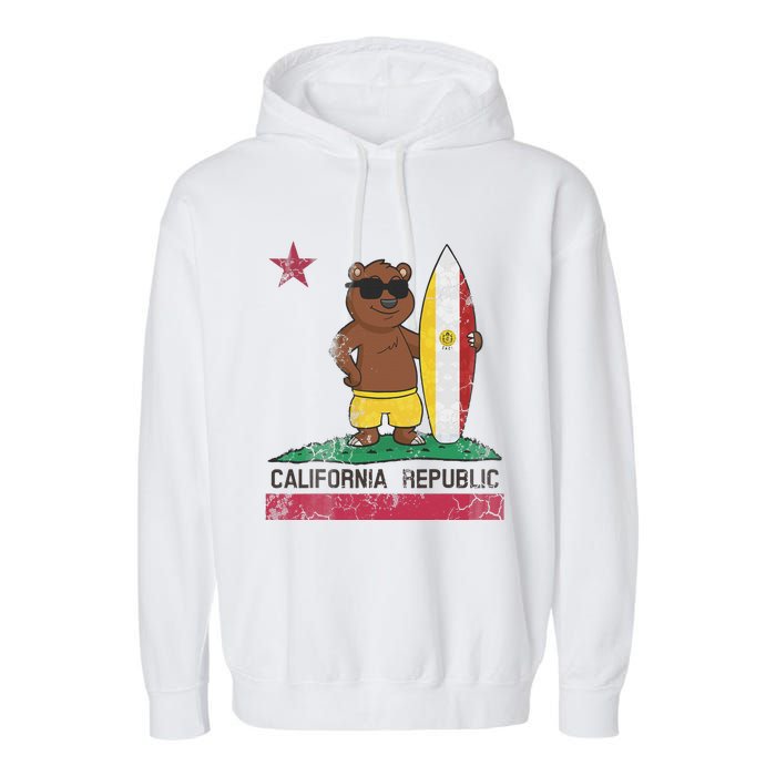 San Diego California Surfer Bear Surfing Men Women Kids Teen Garment-Dyed Fleece Hoodie