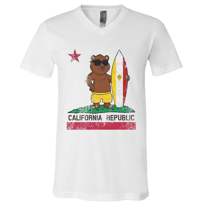 San Diego California Surfer Bear Surfing Men Women Kids Teen V-Neck T-Shirt